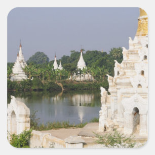 Pegatina Cuadrada Asia, Myanmar (Birmania), Mandalay. Un budista