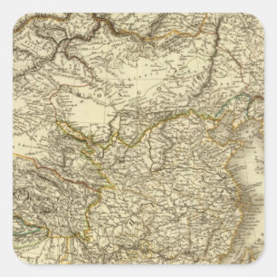 Pegatina Cuadrada Asia Oriental, China, Japón