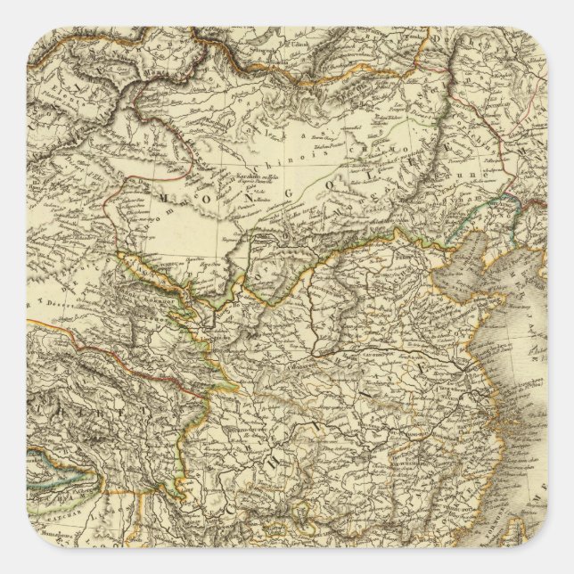 Pegatina Cuadrada Asia Oriental, China, Japón (Anverso)