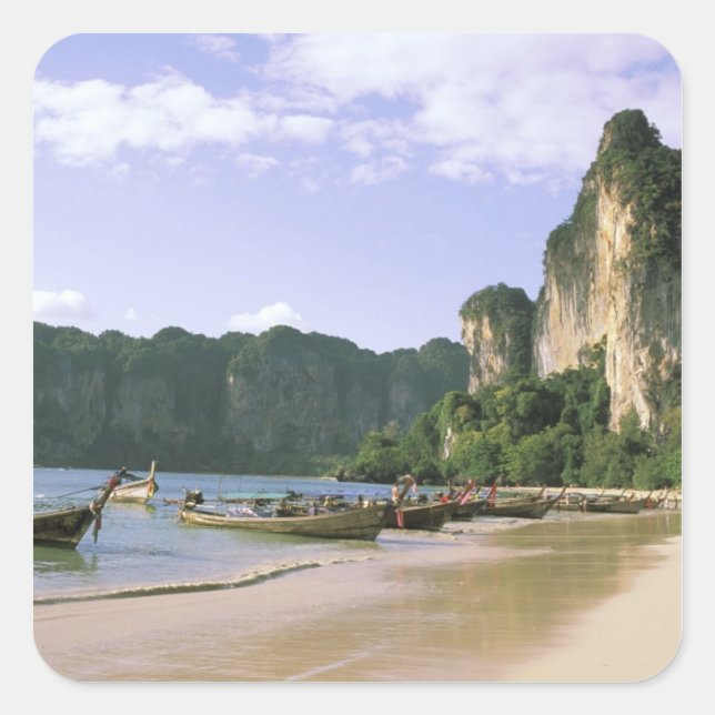 Pegatina Cuadrada Asia, Tailandia, Krabi. West Railay Beach, larga (Anverso)