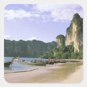 Pegatina Cuadrada Asia, Tailandia, Krabi. West Railay Beach, larga