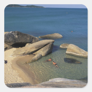 Pegatina Cuadrada Asia, Tailandia, Samui. Playa