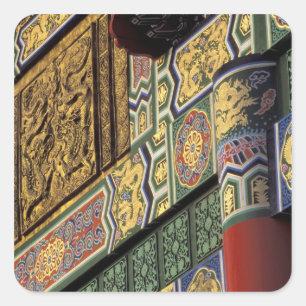 Pegatina Cuadrada Asia, Taiwán, Taipei. El Grand Hotel, principal