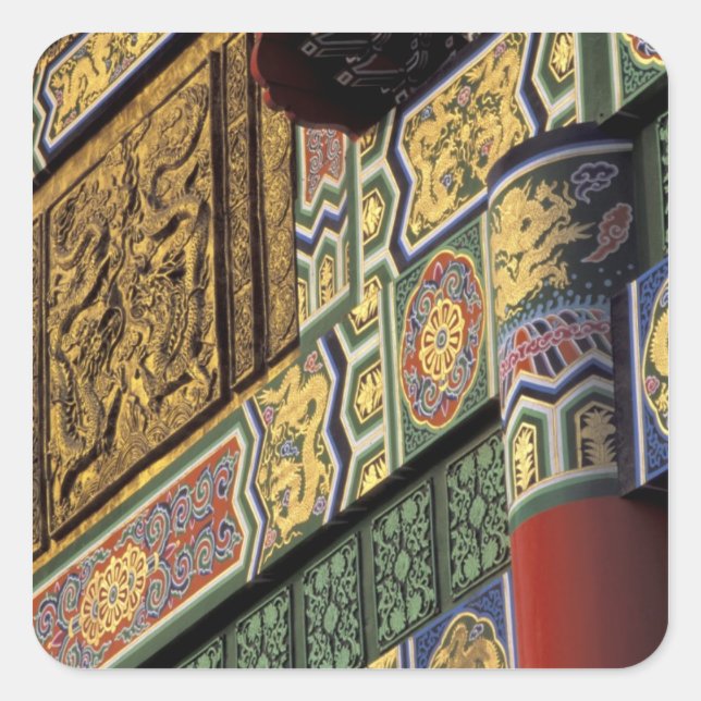 Pegatina Cuadrada Asia, Taiwán, Taipei. El Grand Hotel, principal (Anverso)