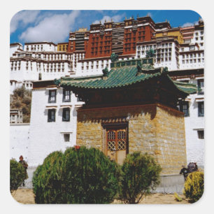 Pegatina Cuadrada Asia, Tíbet, Lhasa, Palacio de Potala también cono