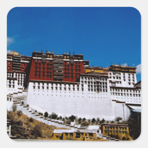 Pegatina Cuadrada Asia, Tíbet, Lhasa, Palacio de Potala también cono