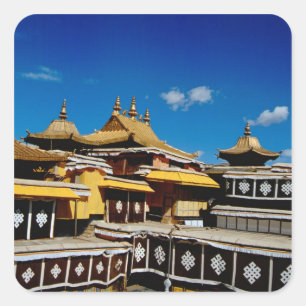 Pegatina Cuadrada Asia, Tíbet, Lhasa, Palacio de Potala también cono