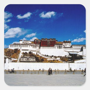 Pegatina Cuadrada Asia, Tibet, Lhasa, Palacio Potala. UNECSO