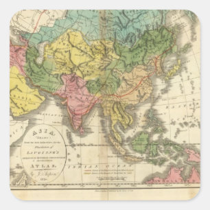 Pegatina Cuadrada Asia y el Imperio de Genghis Kahn