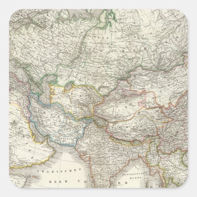 Pegatina Cuadrada Asien - Asia (Anverso)