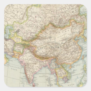 Pegatina Cuadrada Asien - mapa de Asia