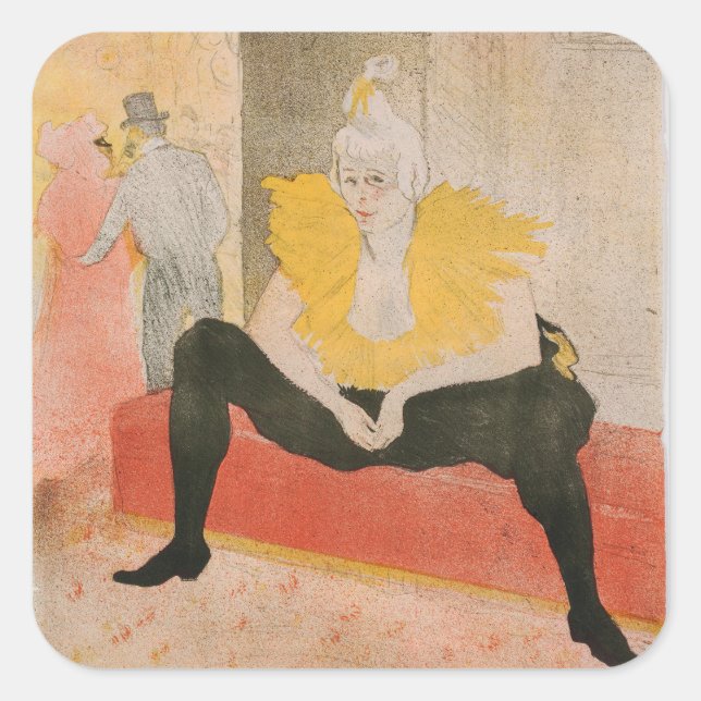 Pegatina Cuadrada Asiento de Toulouse-Lautrec - Mademoiselle Cha-u-k (Anverso)