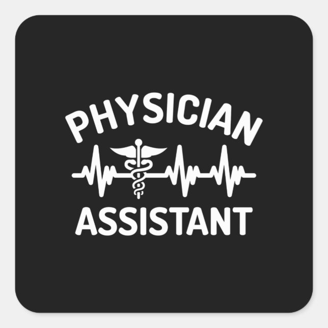 Pegatina Cuadrada Asistente médico, papá, médico (Anverso)