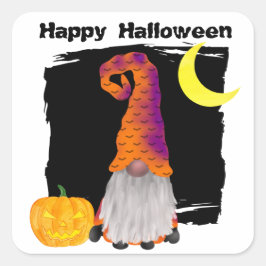 Pegatina Cuadrada Asistente para gnome de Halloween