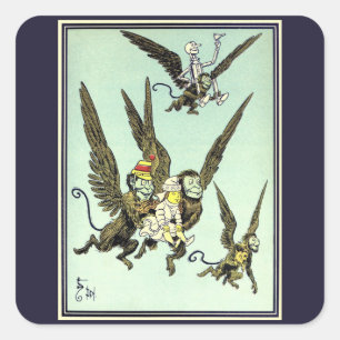 Pegatina Cuadrada Asistente Vintage de Oz, monos voladores con Dorot