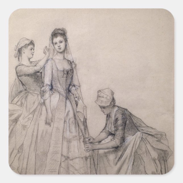 Pegatina Cuadrada Asistir a la novia (Anverso)