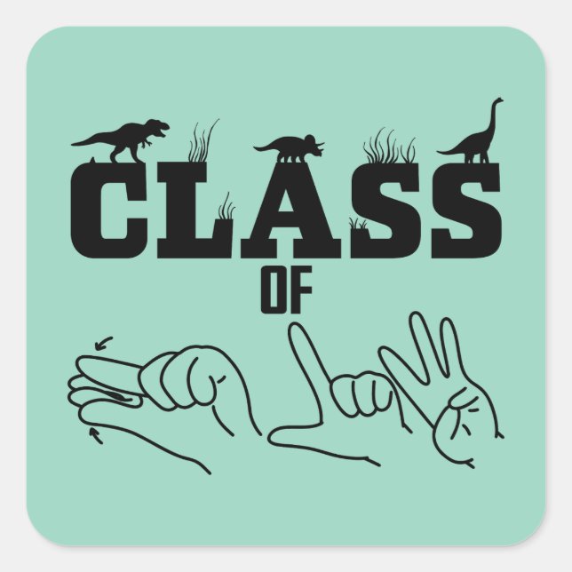 Pegatina Cuadrada ASL - Clase de 2026 - Diseño ASL de graduación (Anverso)