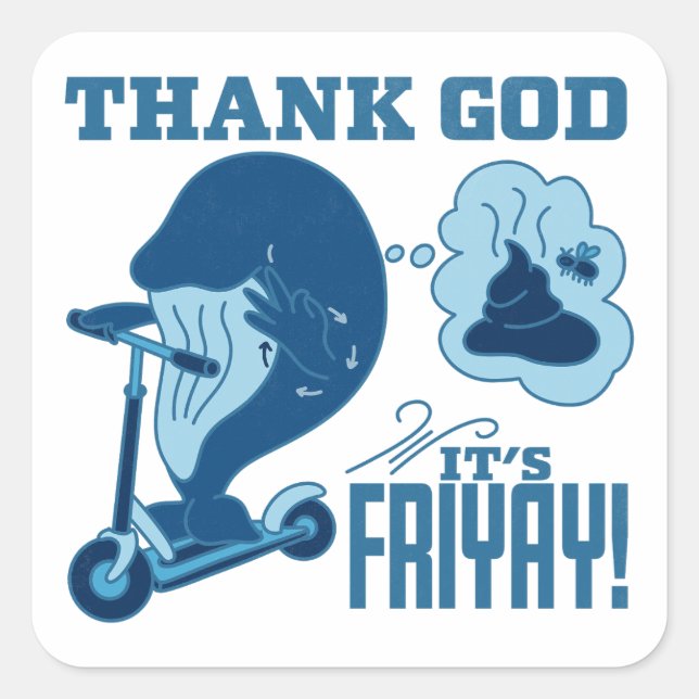 Pegatina Cuadrada ASL Friday Design - Thank God It’s Friyay!  (Anverso)