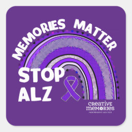 Pegatina cuadrada Asociación de Alzheimer Día más 