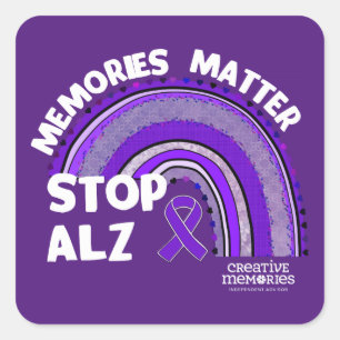 Pegatina cuadrada Asociación de Alzheimer Día más