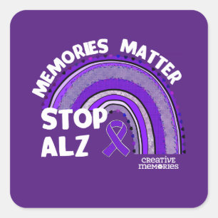 Pegatina cuadrada Asociación de Alzheimer Día más 