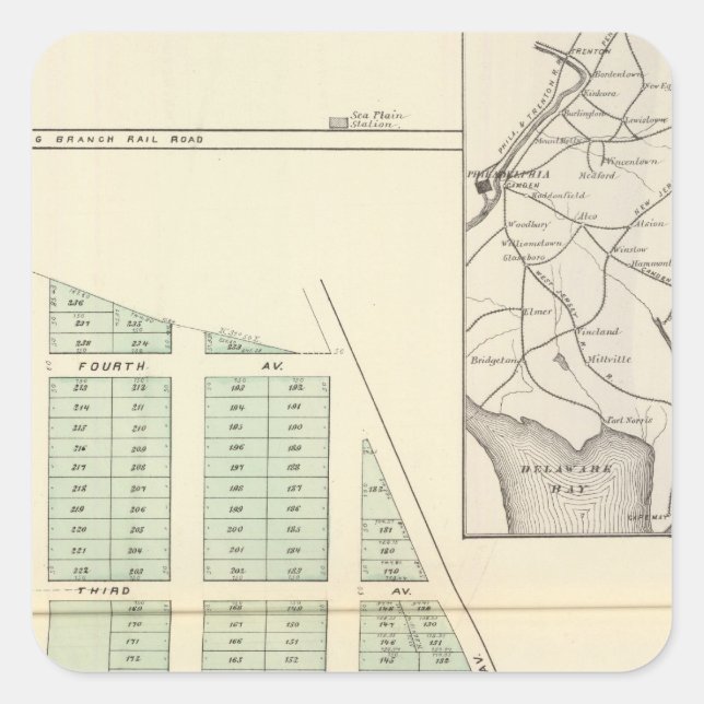 Pegatina Cuadrada Asociación de Tierras de Brighton, contigua al Lag (Anverso)