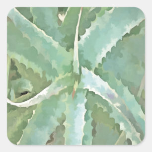 Pegatina Cuadrada Asombroso arte acrílico de Aloe Vera