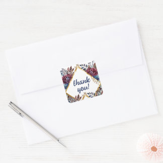 Pegatina Cuadrada Asombroso Boda de Peony con un toque de joyas