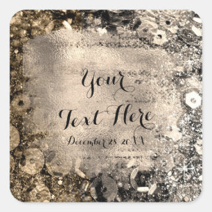 Pegatina Cuadrada Aspecto de purpurina de lujo de lámina falsa de pl