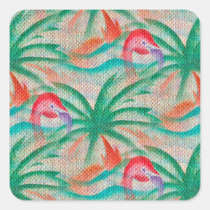 Pegatina Cuadrada Aspecto del árbol de palmas de flamenco