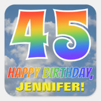 Aspecto del arcoiris "45" y "FELIZ CUMPLEAÑOS", nu