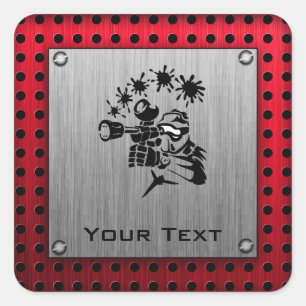 Pegatina Cuadrada Aspecto metalizado cepillado Balón pintado