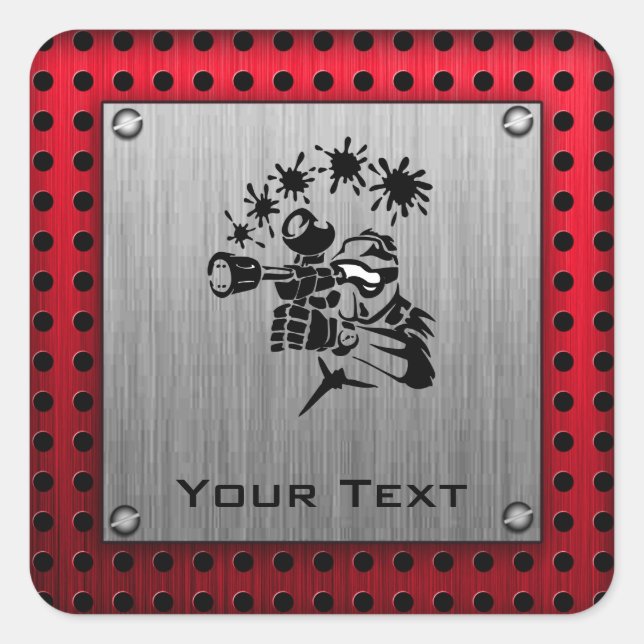 Pegatina Cuadrada Aspecto metalizado cepillado Balón pintado (Anverso)