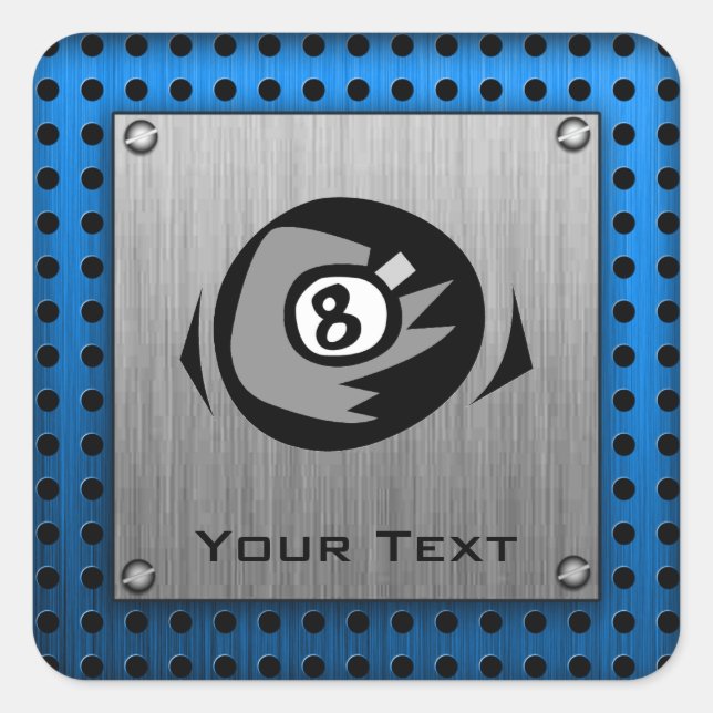 Pegatina Cuadrada Aspecto Metalizado cepillado; bola azul 8 (Anverso)