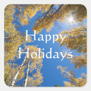 Pegatina Cuadrada Aspen está por todas partes, Felices Fiestas