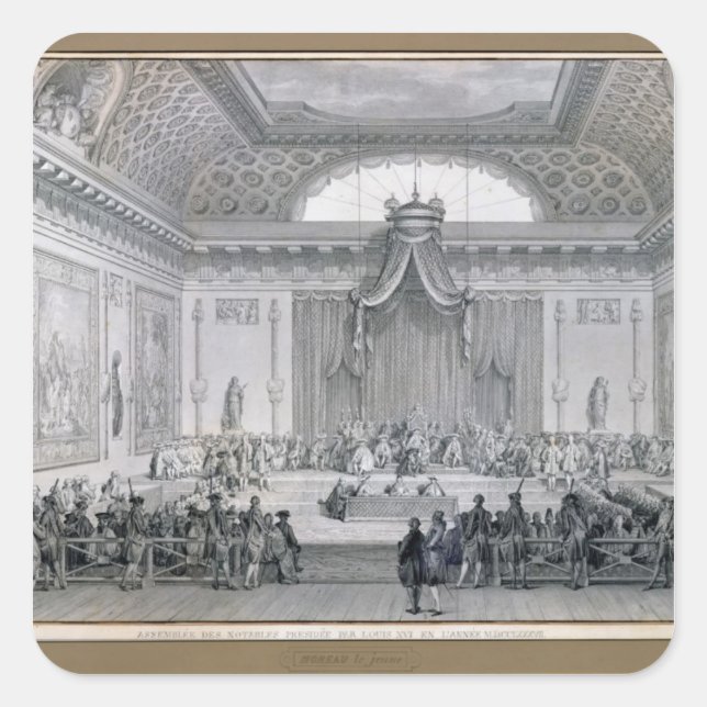 Pegatina Cuadrada Assemblee des Notables presidido por Louis (Anverso)