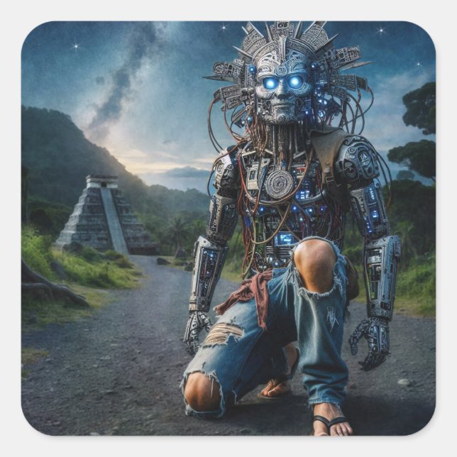 Pegatina Cuadrada Astral Blue Jeans Warrior (Anverso)