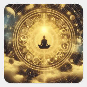 Pegatina Cuadrada Astrología Alquimia celeste Inspiradora celestial
