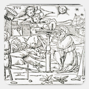 Pegatina Cuadrada Astrólogos árabes, copia de un ilustracion de