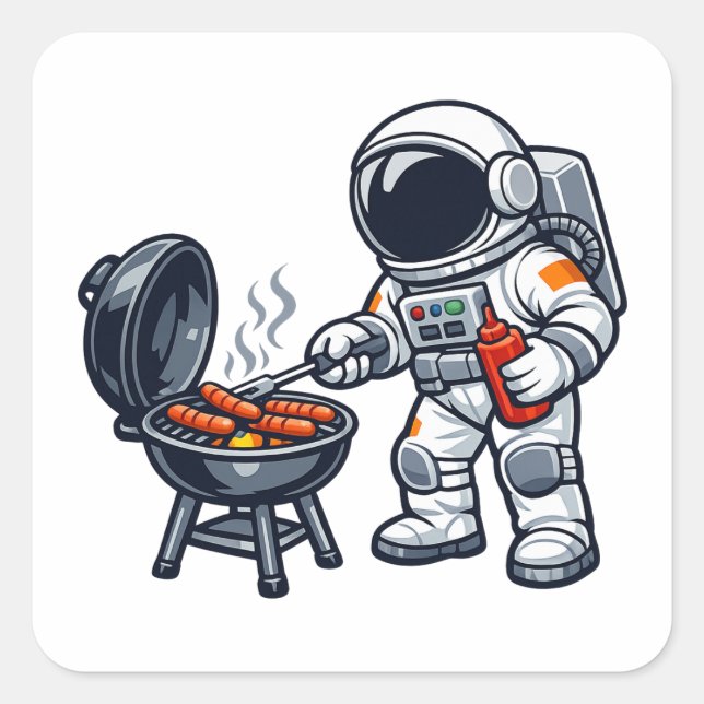 Pegatina Cuadrada Astronaut a la parrilla (Anverso)