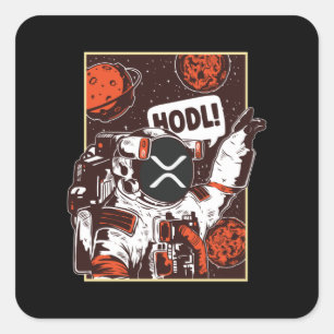 Pegatina Cuadrada Astronauta criptográfica XRP