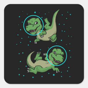 Pegatina Cuadrada Astronauta de dinosaurios regalo niños TRex dinosa