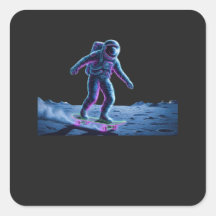 Astronauta de neón patinando en la Luna