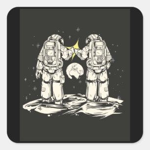 PEGATINA CUADRADA ASTRONAUTA DE PESO DE BOMBA
