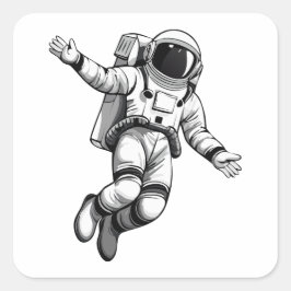 Pegatina Cuadrada Astronauta en el espacio