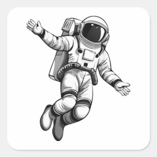 Pegatina Cuadrada Astronauta en el espacio