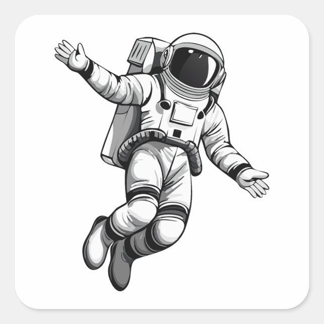 Pegatina Cuadrada Astronauta en el espacio (Anverso)