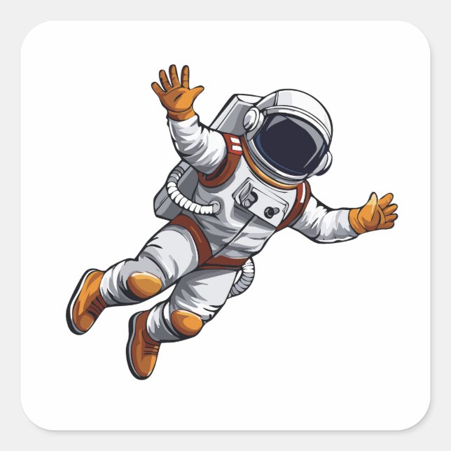 Pegatina Cuadrada Astronauta en el espacio (Anverso)