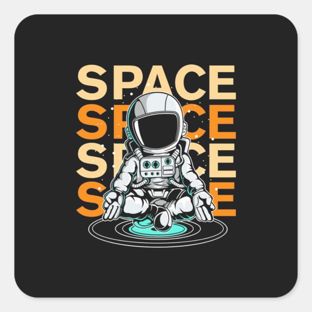 Pegatina Cuadrada Astronauta espacial (Anverso)