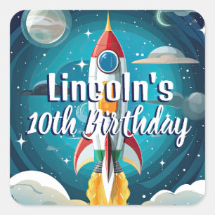 Pegatina Cuadrada Astronauta Galaxy Astronauta Transbordador Espacia